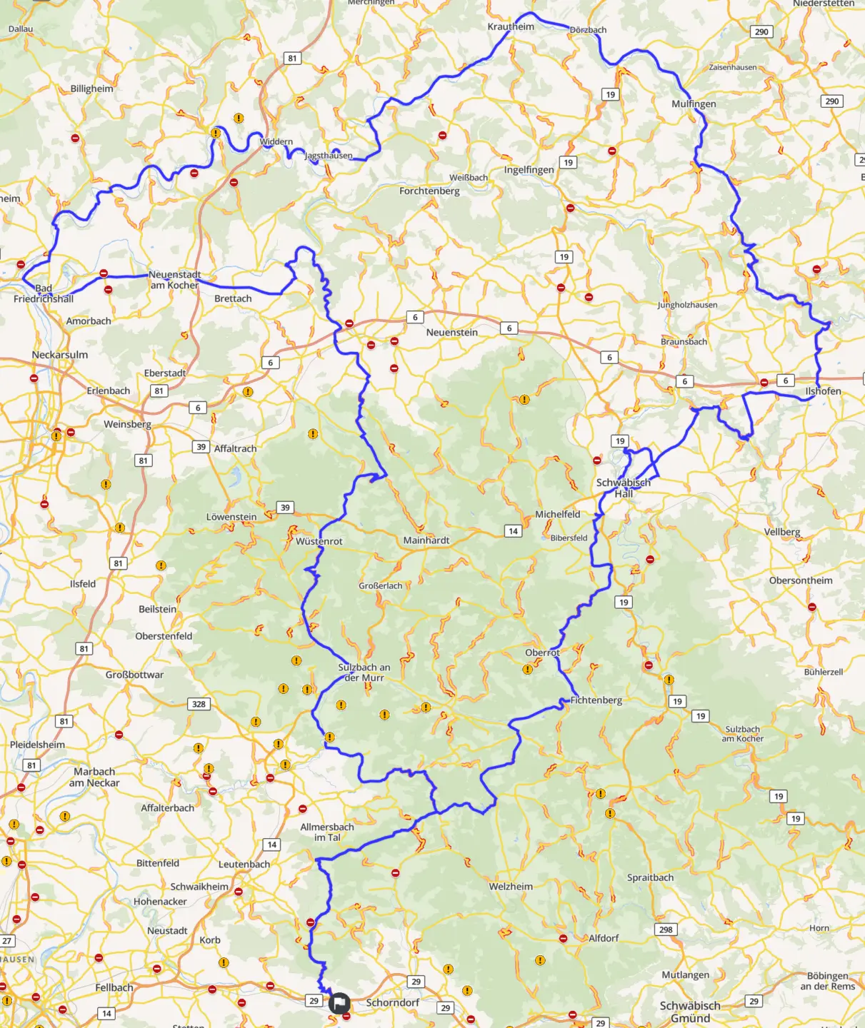 Karte Hohenloher Land